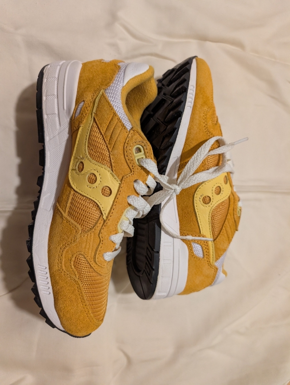 Saucony Shadow 5000 Sneakers - Mustard Yellow Suede & Mesh Sneakers 6.5 - Picture 4 of 6